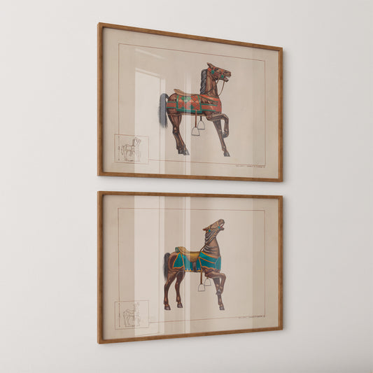 Carousel Horses (2 szt.) - Ernest Towers (1938) - Wydruki Nr 101/102
