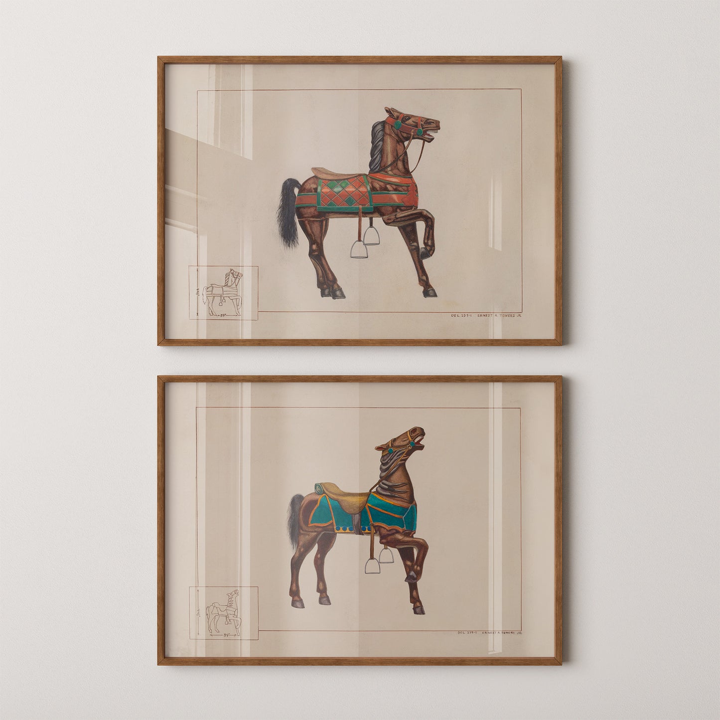 Carousel Horses (Set of 2) - Ernest Towers (1938) - Fine Art Prints N 101/102