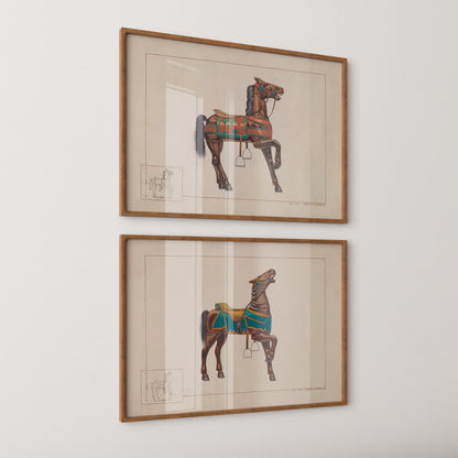 Carousel Horses (Set of 2) - Ernest Towers (1938) - Fine Art Prints N 101/102